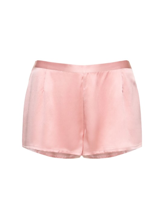 La Perla: Shorts in raso di seta - Rosa - women_0 | Luisa Via Roma