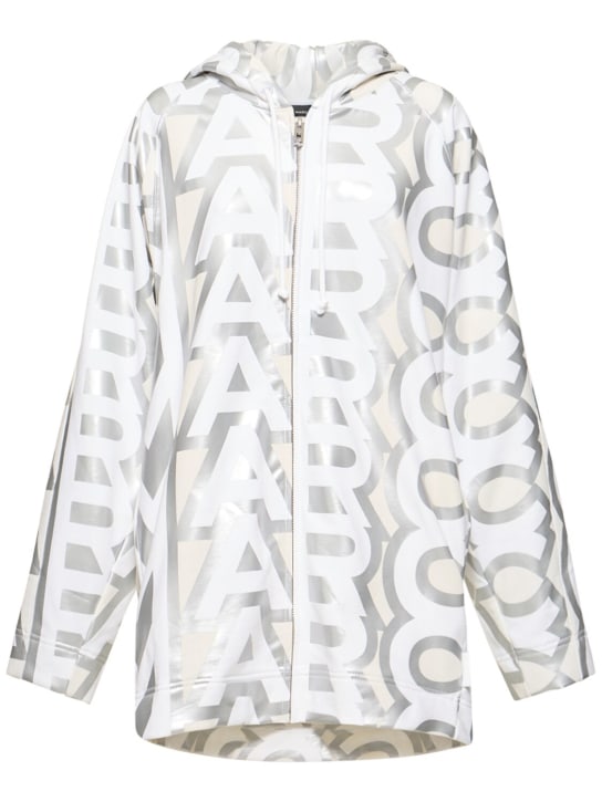 Marc Jacobs: Monogram zip hoodie - Beyaz/Gümüş - women_0 | Luisa Via Roma