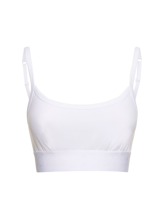 Dolce&Gabbana: Logo cotton bra top - Beyaz - women_0 | Luisa Via Roma