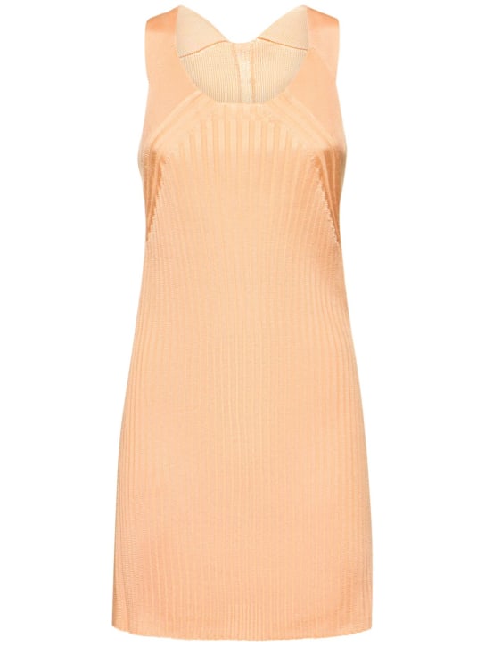 Jil Sander: Micro ribbed viscose jersey top - Light Orange - women_0 | Luisa Via Roma