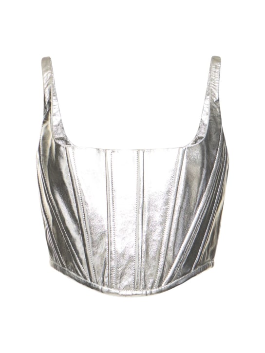 Marc Jacobs: 皮革紧身上衣 - 银色 - women_0 | Luisa Via Roma