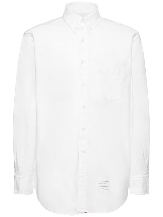 Thom Browne: Camicia in cotone Oxford - Bianco - men_0 | Luisa Via Roma