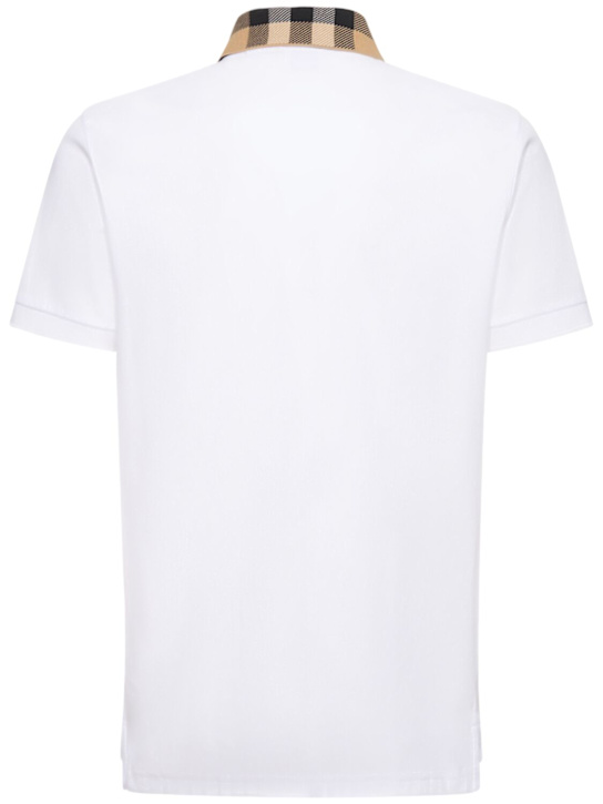 Burberry: Cody Check collar cotton polo - White - men_4 | Luisa Via Roma