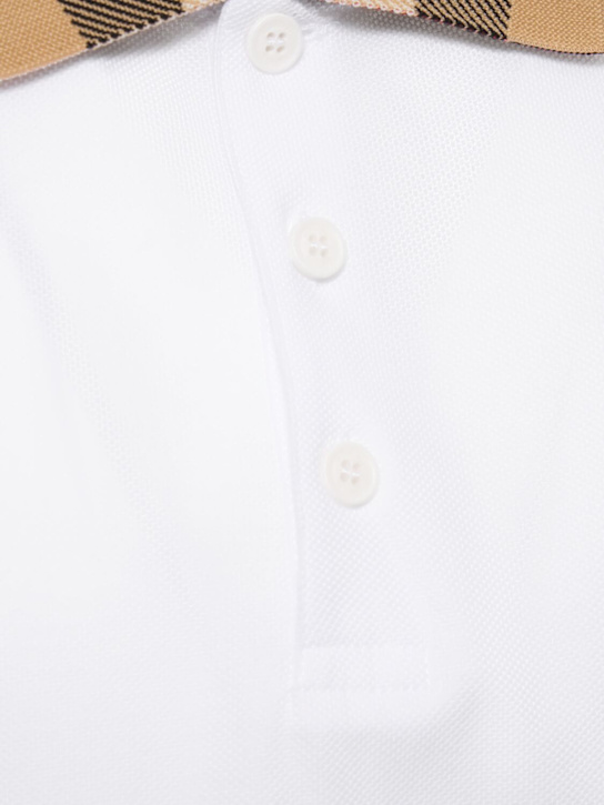 Burberry: Cody Check collar cotton polo - White - men_3 | Luisa Via Roma