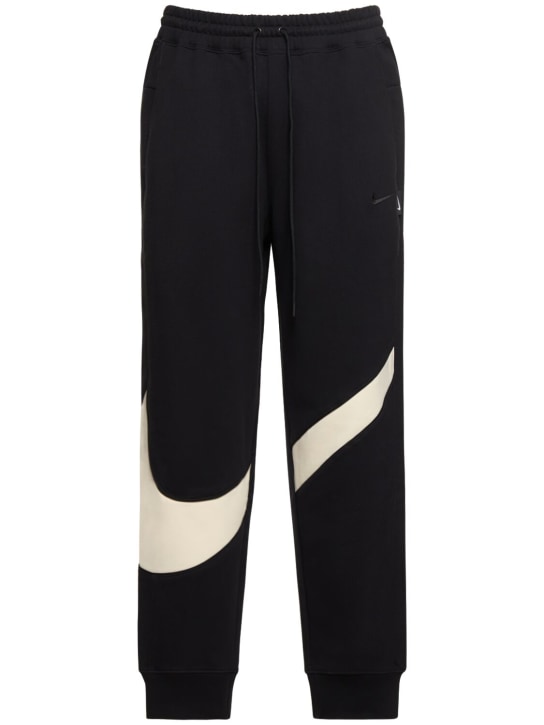 Nike: Pantaloni Swoosh in felpa di cotone - Black/Coconut M - men_0 | Luisa Via Roma
