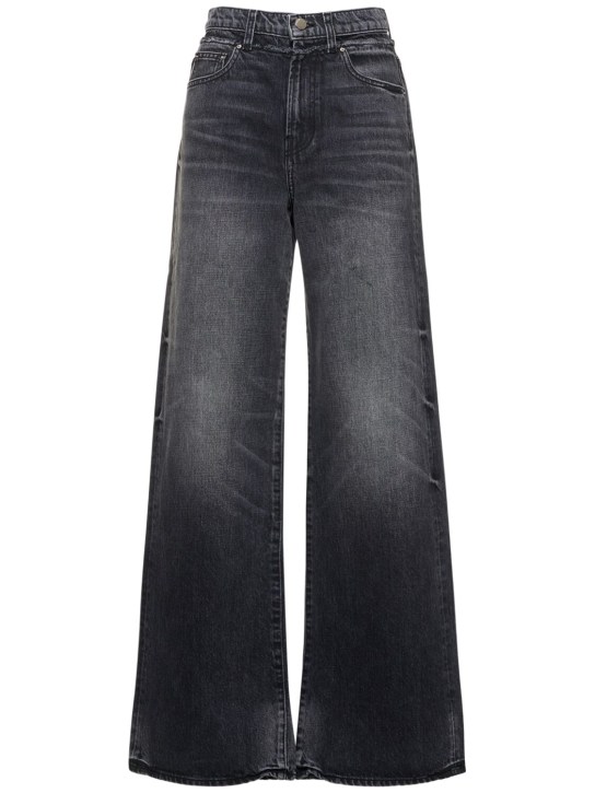 Amiri: Double waistband wide leg denim jeans - Siyah - women_0 | Luisa Via Roma