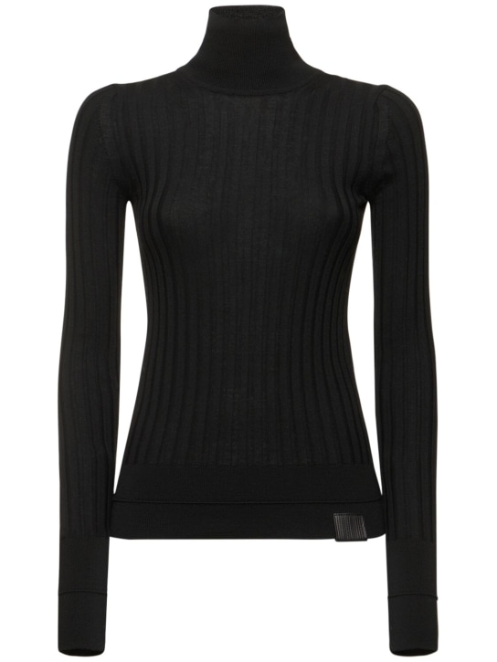 Marc Jacobs: Lightweight ribbed turtleneck sweater - Black - women_0 | Luisa Via Roma