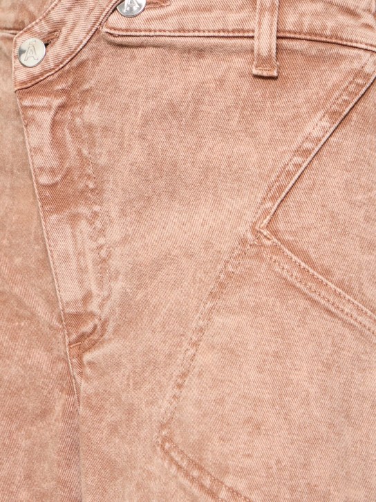 Andreadamo: Washed asymmetric cotton denim pants - Beige - women_1 | Luisa Via Roma