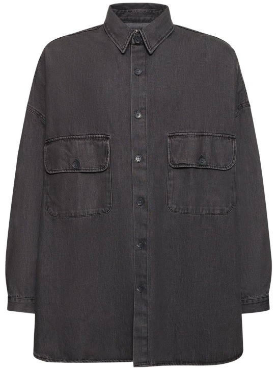 The Frankie Shop: Dallas oversize cotton denim shirt - Dark Grey - men_0 | Luisa Via Roma