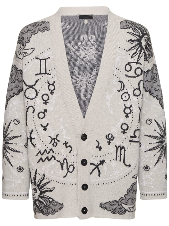 Alanui: The Twelve Signs cashmere knit cardigan - Light Grey - men_0 | Luisa Via Roma