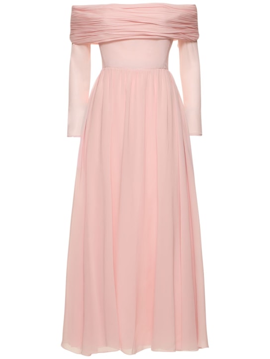 Giambattista Valli: Silk georgette off-the-shoulder dress - Light Pink - women_0 | Luisa Via Roma
