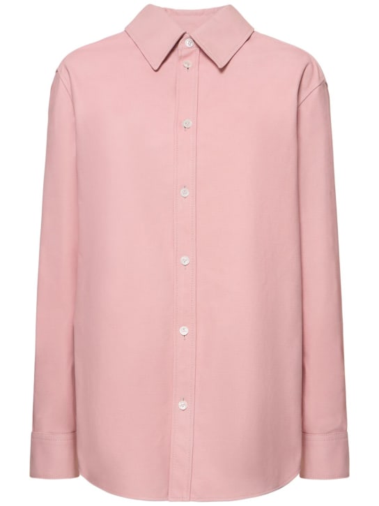 Bottega Veneta: Printed leather Oxford shirt - Light Pink - women_0 | Luisa Via Roma