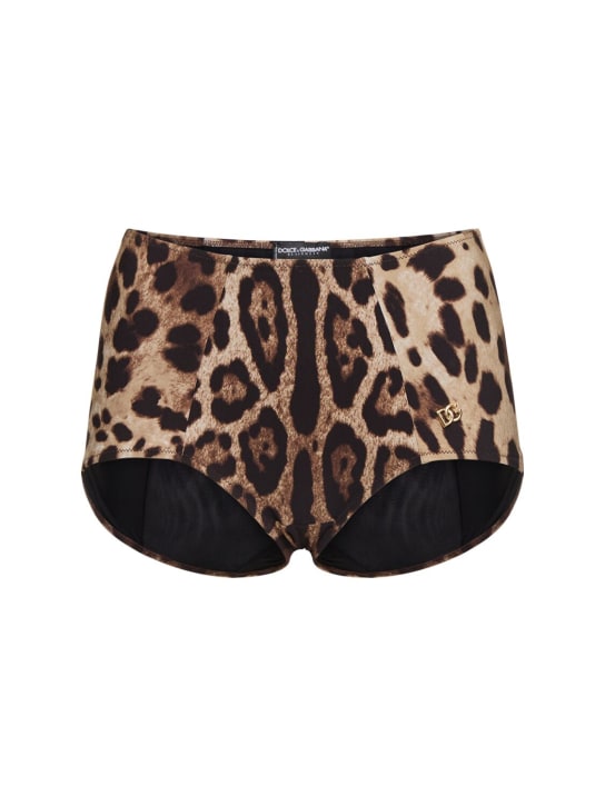 Dolce&Gabbana: Leopart print jersey bikini bottoms - Renkli - women_0 | Luisa Via Roma
