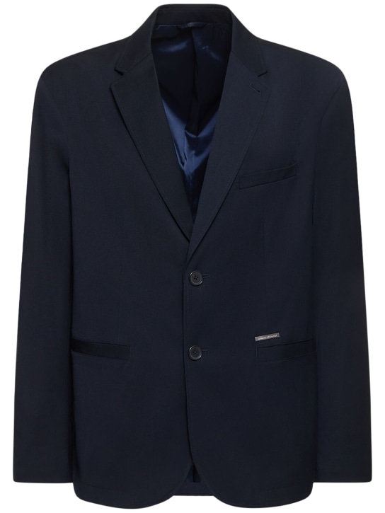 Armani Exchange: Wool blend stretch blazer - Blue - men_0 | Luisa Via Roma