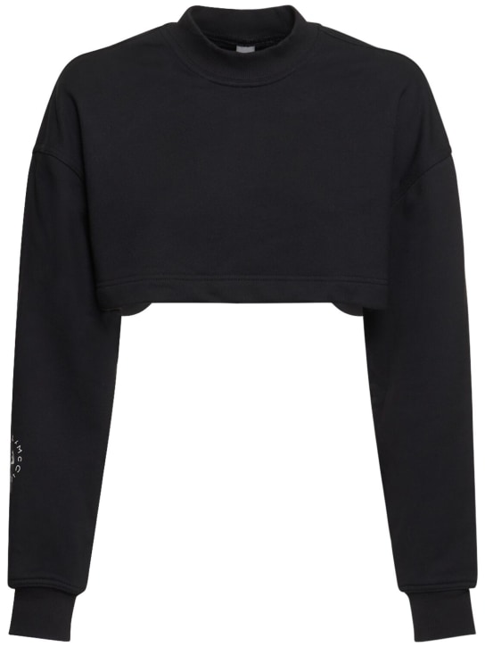 adidas By Stella McCartney: Sportswear crop open-back sweatshirt - Siyah - women_0 | Luisa Via Roma