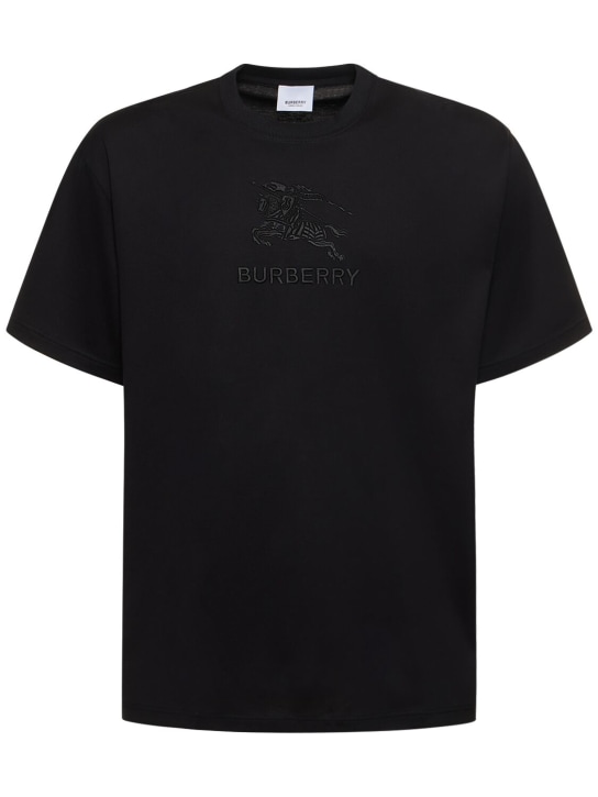 Burberry: T-Shirt mit Stickerei „Tempah“ - Schwarz - men_0 | Luisa Via Roma