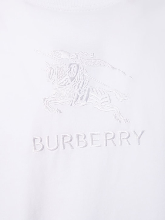 Burberry: Tempah embroidered cotton t-shirt - White - men_3 | Luisa Via Roma