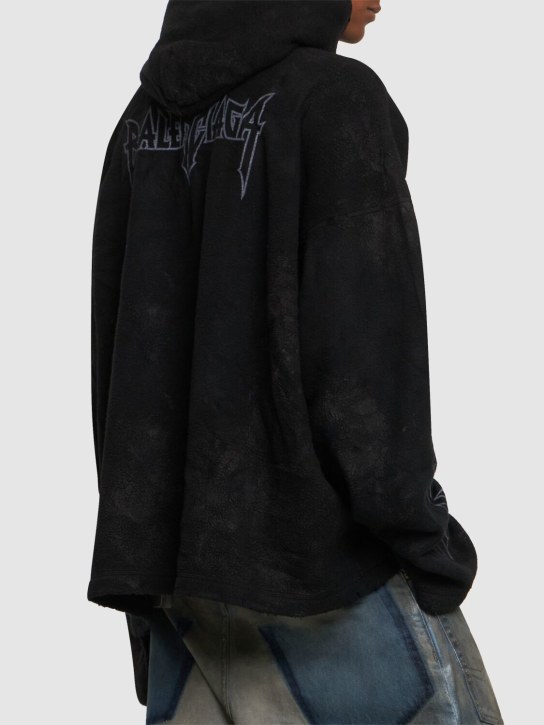 Balenciaga: Printed tech hoodie - Black - men_2 | Luisa Via Roma