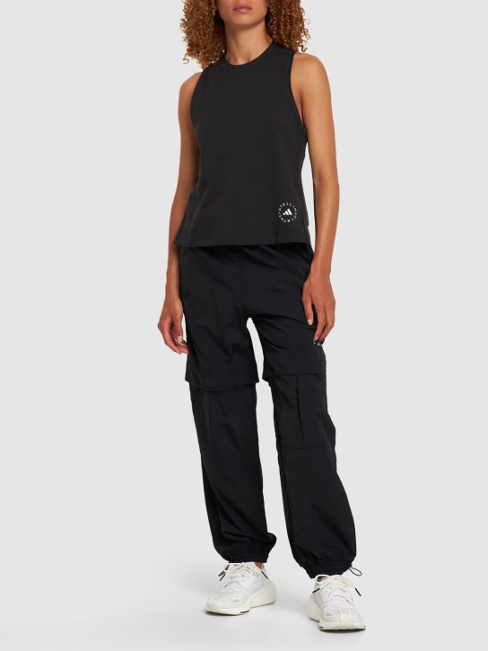 adidas By Stella McCartney: Sportswear logo tank top - Siyah - women_1 | Luisa Via Roma