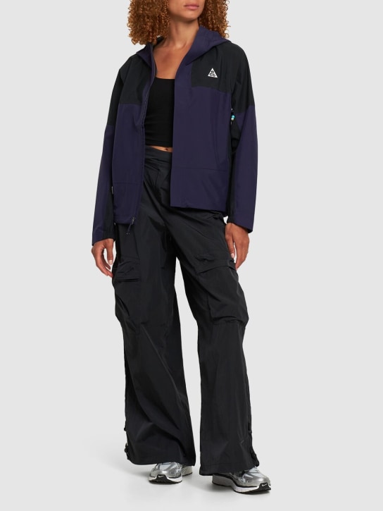 Nike: Waterproof zip-up jacket - Purple Ink/Black - women_1 | Luisa Via Roma