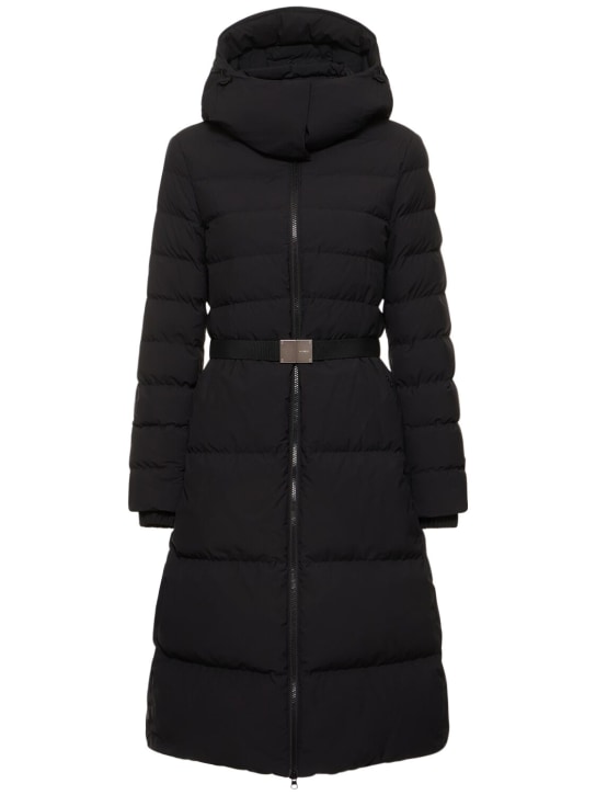 Burberry: Burniston belted quilted jacket w/ hood - Black - women_0 | Luisa Via Roma