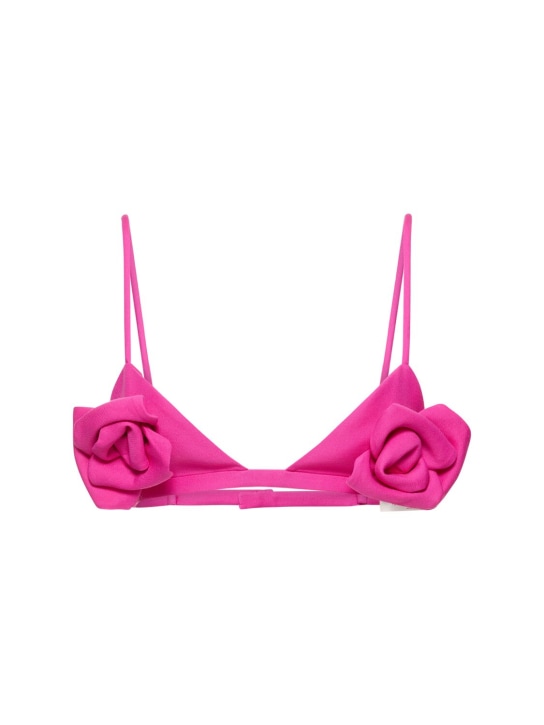 Valentino: Sostén triangular de lana y seda crepé - Pink - women_0 | Luisa Via Roma