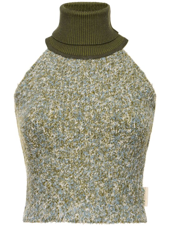 Andersson Bell: Sleeveless fluffy knit top - Khaki - women_0 | Luisa Via Roma