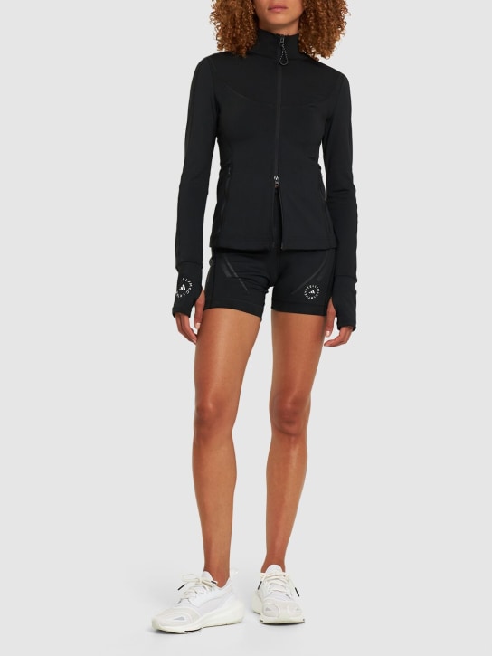 adidas By Stella McCartney: Long-sleeve mid-layer zip-up top - Black - women_1 | Luisa Via Roma