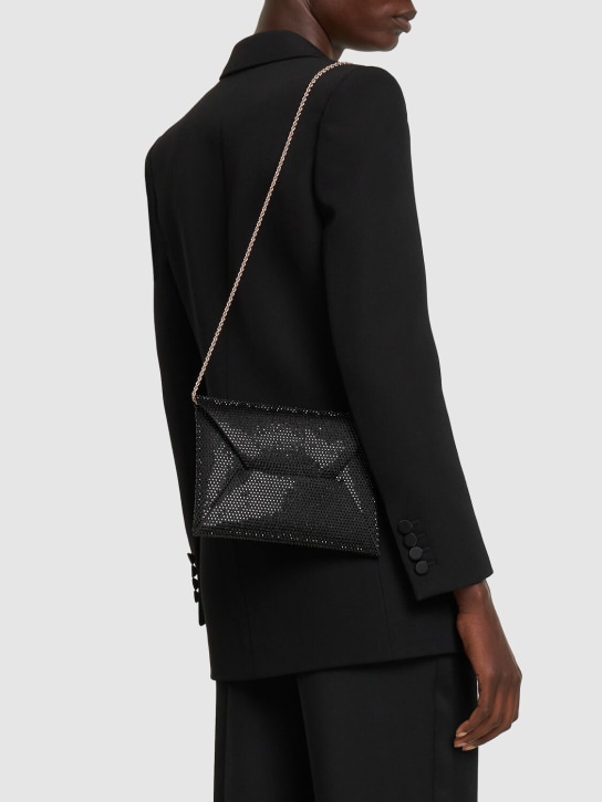 Giorgio Armani: Small embellished satin clutch - Black - women_1 | Luisa Via Roma
