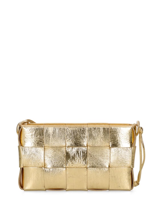 Bottega Veneta: Cassette leather pouch - Gold - women_0 | Luisa Via Roma