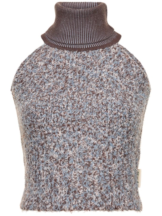 Andersson Bell: Sleeveless fluffy knit top - Brown - women_0 | Luisa Via Roma