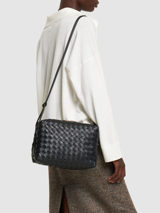 Bottega Veneta: Medium Loop leather camera bag - Black - women_1 | Luisa Via Roma