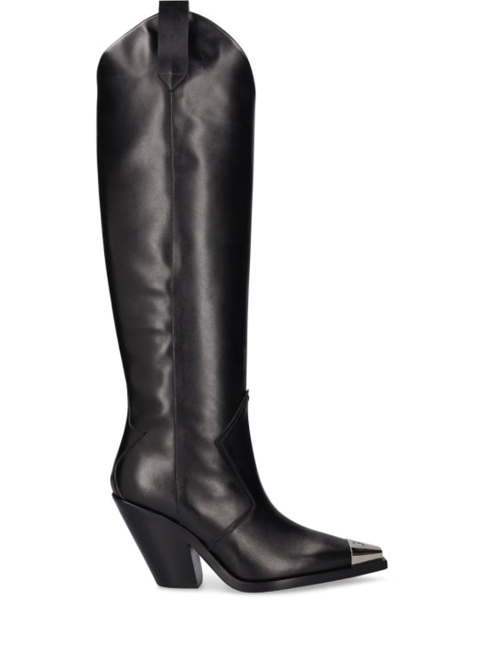 David Koma: Leather cowboy boots with metal nose - Black - women_0 | Luisa Via Roma