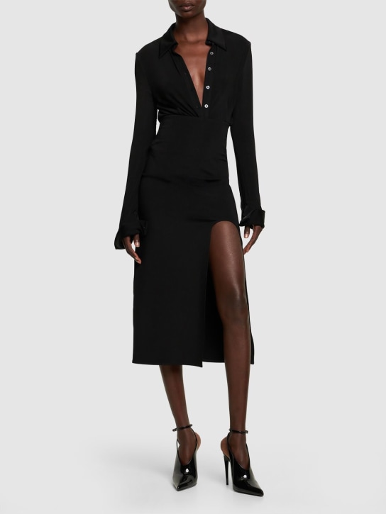 Alessandro Vigilante: Jersey midi skirt w/ side slit - Black - women_1 | Luisa Via Roma