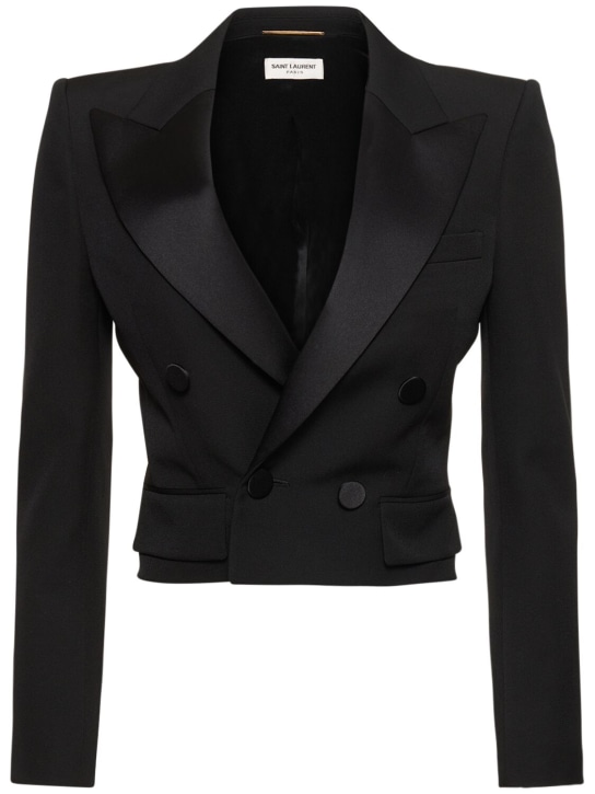 Saint Laurent: Wool tux jacket - Black - women_0 | Luisa Via Roma