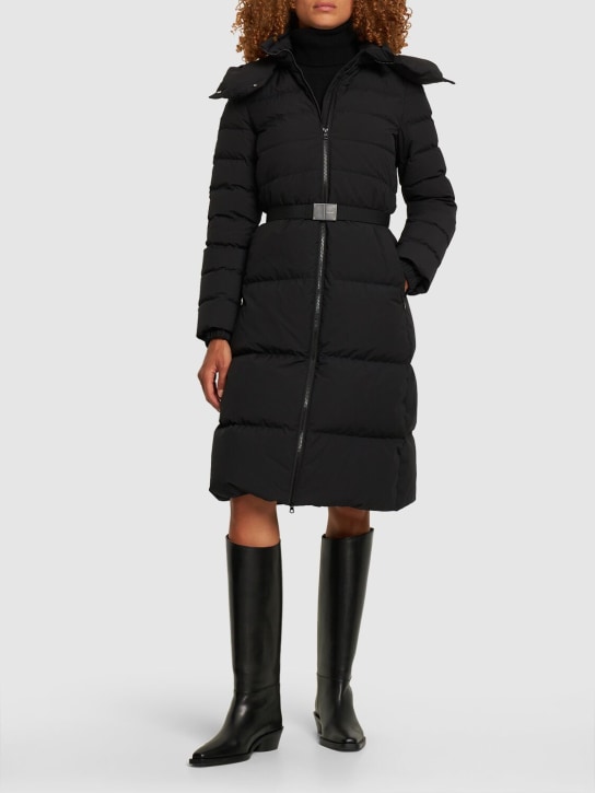 Burberry: Burniston belted quilted jacket w/ hood - Black - women_1 | Luisa Via Roma