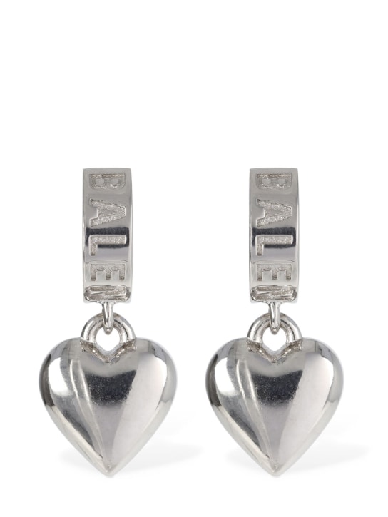 Balenciaga: Sharp Heart recycled silver earrings - Silver - women_0 | Luisa Via Roma