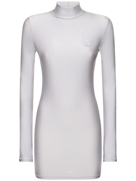 Coperni: Robe courte manches longues à col montant - Gris Perle - women_0 | Luisa Via Roma