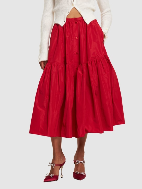 Giambattista Valli: 105毫米绸缎高跟穆勒鞋 - 红色 - women_1 | Luisa Via Roma