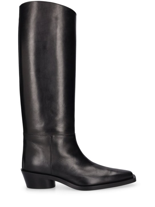 Proenza Schouler: 30mm Bronco leather tall boots - Black - women_0 | Luisa Via Roma