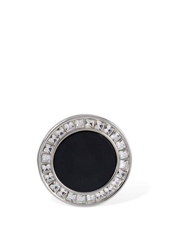 Panconesi: Crystal stretcher button mono earring - Silver/Black - women_0 | Luisa Via Roma