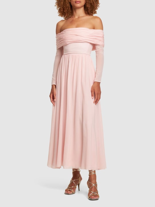 Giambattista Valli: Silk georgette off-the-shoulder dress - Light Pink - women_1 | Luisa Via Roma