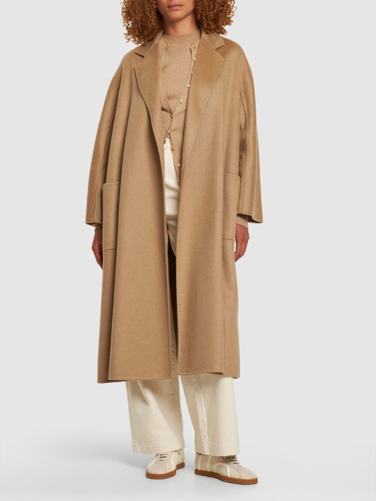 Max Mara: "Ludmilla" belted cashmere midi coat - Camel - women_1 | Luisa Via Roma