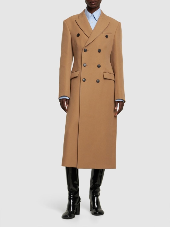 Wardrobe.nyc: Manteau long en laine à double boutonnage - Camel - women_1 | Luisa Via Roma