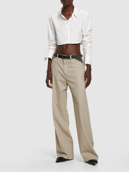 Dion Lee: Pantalon ample en laine interlock taille mi-haute - Gris - women_1 | Luisa Via Roma