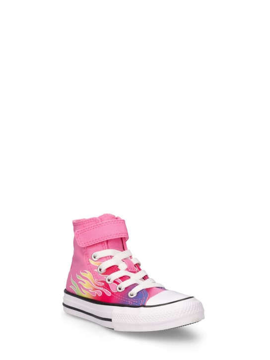 Converse: Flame printed lace-up high sneakers - Rosa - kids-girls_1 | Luisa Via Roma