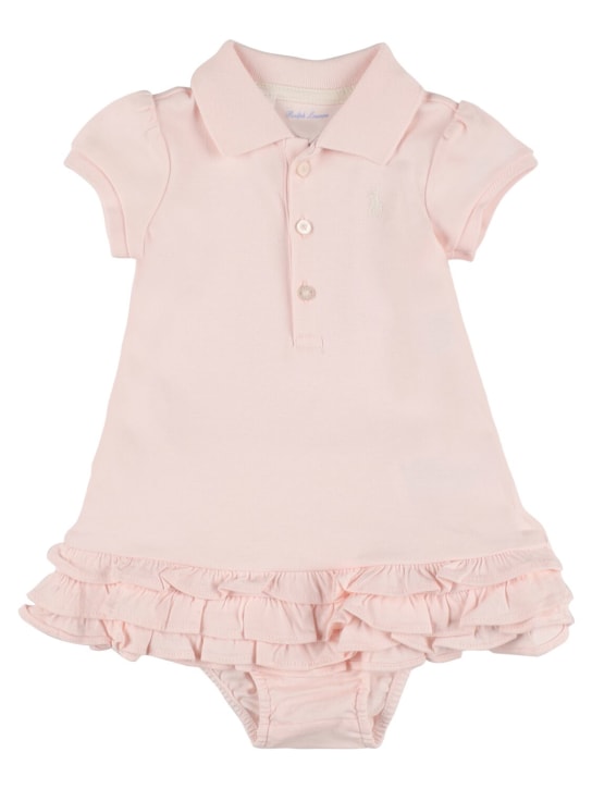 Polo Ralph Lauren: Cotton piqué dress & diaper cover - Pink - kids-girls_0 | Luisa Via Roma