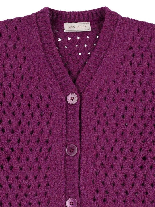 Monnalisa: Acrylic blend knit cardigan - Purple - kids-girls_1 | Luisa Via Roma