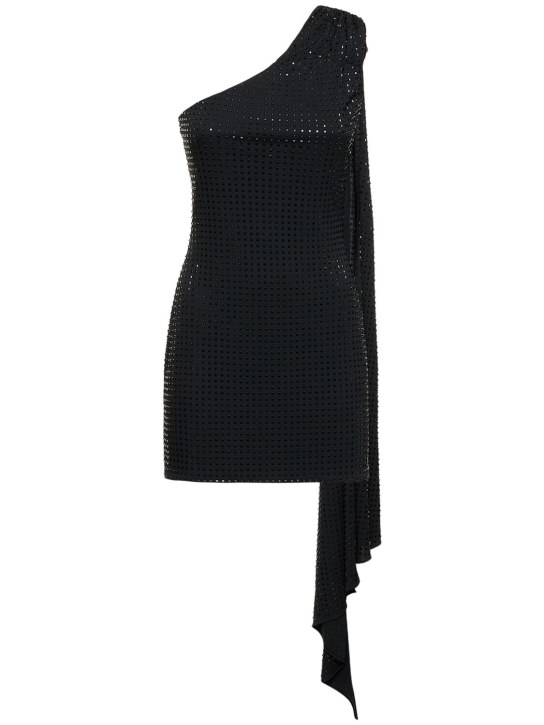 David Koma: Jersey hotfix draped mini dress - Siyah - women_0 | Luisa Via Roma