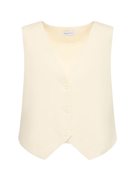Weworewhat: llen boxy linen blend vest - Ivory - women_0 | Luisa Via Roma